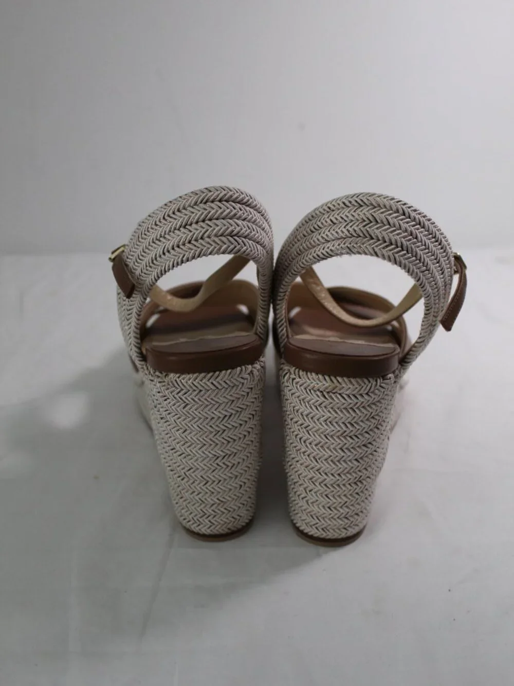 Jimmy Choo Raffia Espadrille Wedge Brown Leather Dellena 100 Sandals 40
